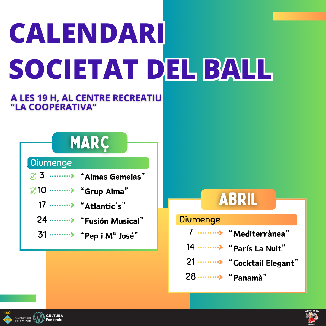 Calendari de la Societat del Ball de Font-rubí!