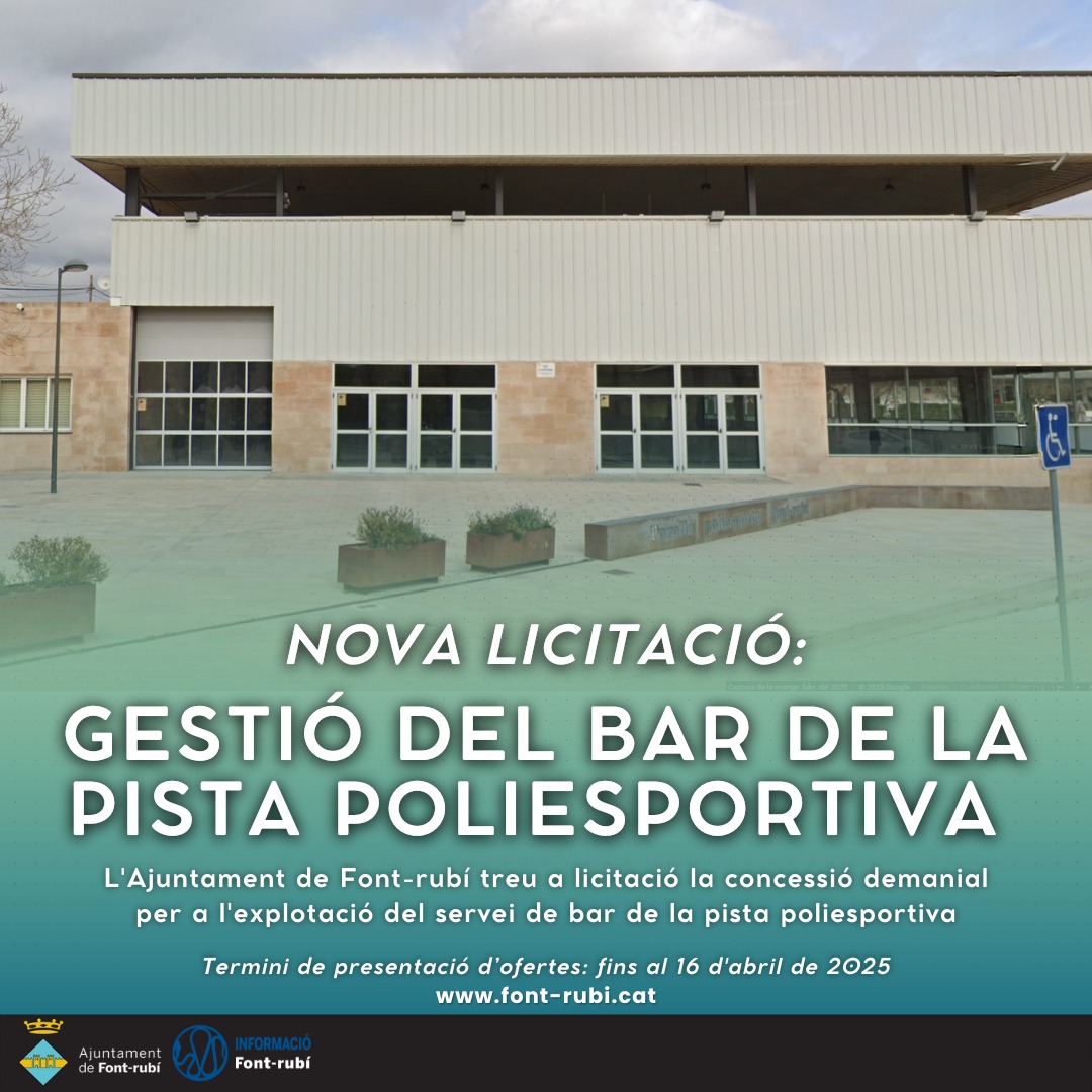 Nova licitació: gestió del bar de la Pista Poliesportiva