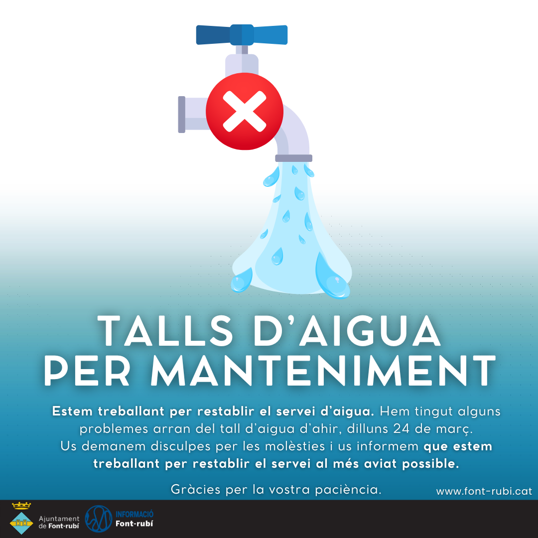 Incidència en el servei d'aigua (25/03)