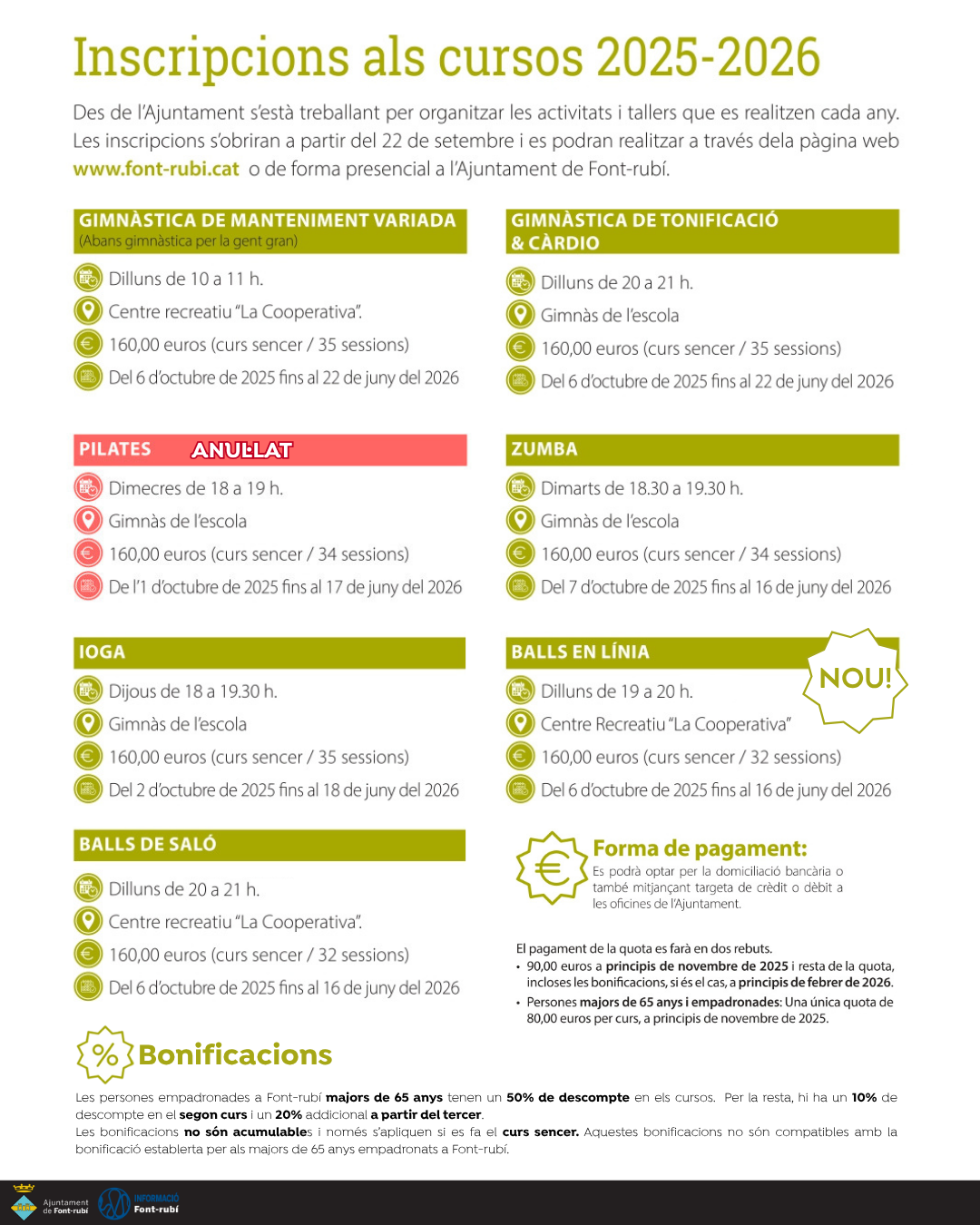 Inscripcions obertes als cursos 2025-2026!