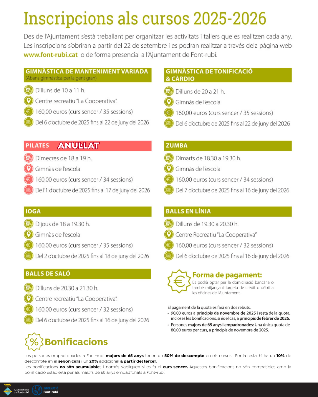 Inscripcions obertes als cursos 2025-2026!
