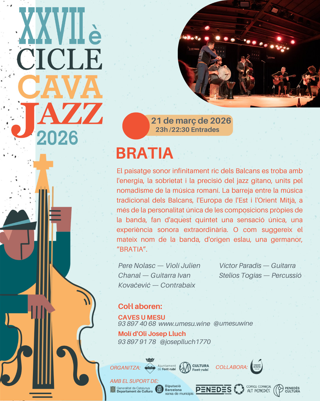 Concert de Bratia - XXVII&egrave; Cicle Cava Jazz 2026